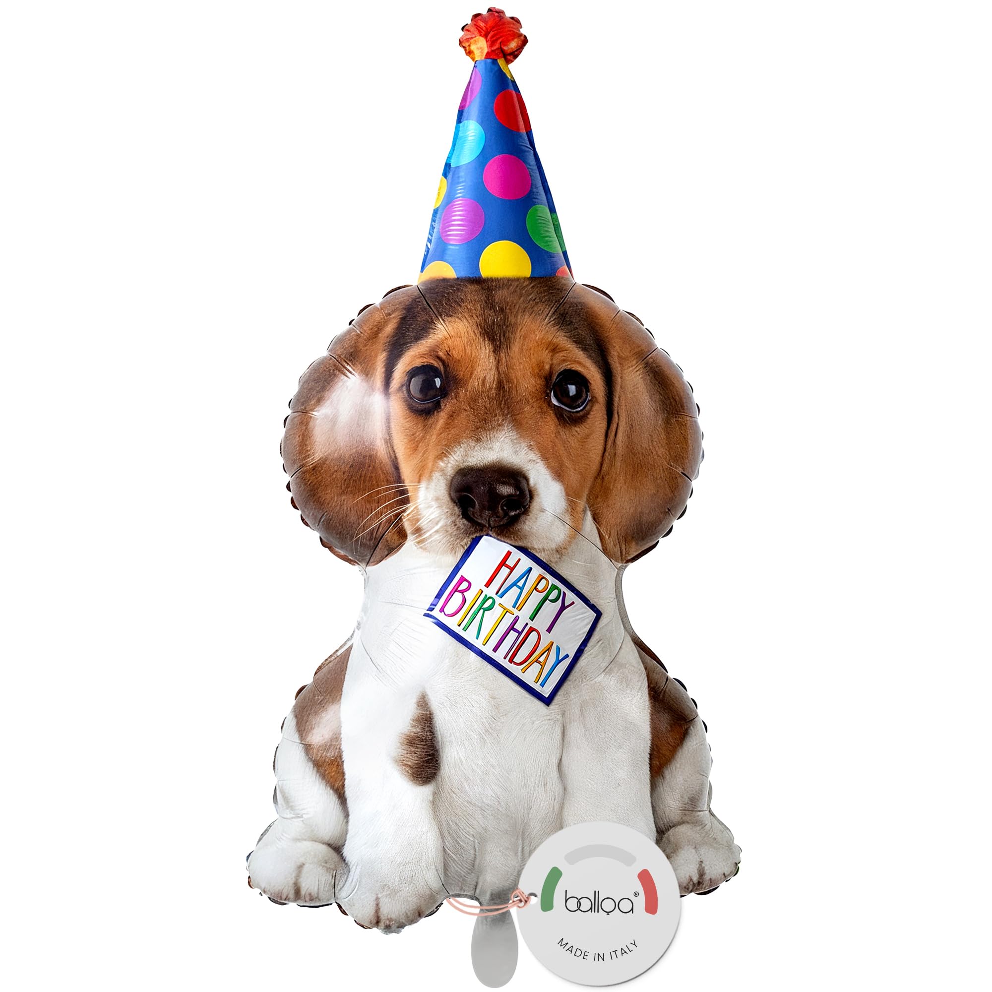 balloa Folienballon XXL Hund Happy Birthday, Helium Ballon, Luftballon Geburtstag Kinderparty Deko, Geburtstagsballon Hundemotiv für Jungen Mädchen, Partydeko Tier Geschenk zum Kindergeburtstag, 92cm