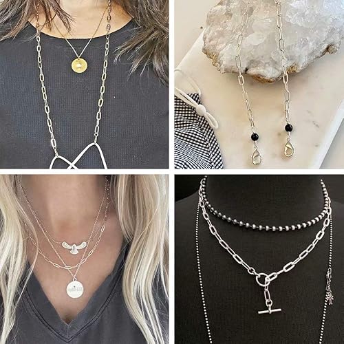 Miniatura 7 de ZZIKO Cadena de acero inoxidable de plata de 32.8 pies, cadenas de eslabones de clip plano a granel, cadena de eslabones de 0.394 x 0.197 in, cadena