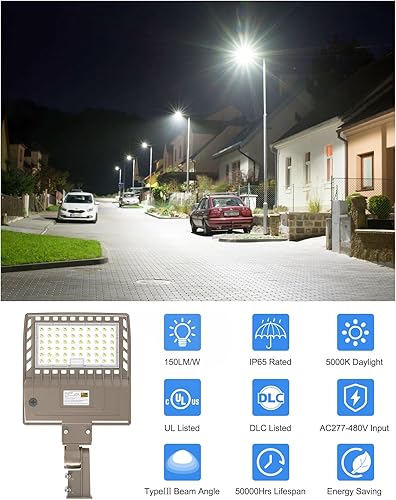 Miniatura 10 de Luz LED de estacionamiento de 400 W, del anochecer al amanecer, 60,000 lm, DLC ETL listado de grado industrial LED caja de zapatos de