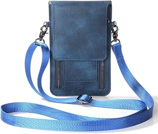 Bolsa para celular pequena bolsa transversal com vários bolsos com zíper, bolsa carteiro leve, bolsa de ombro funcional, bolsa tiracolo de ombro, bolso para celular (cor: azul)