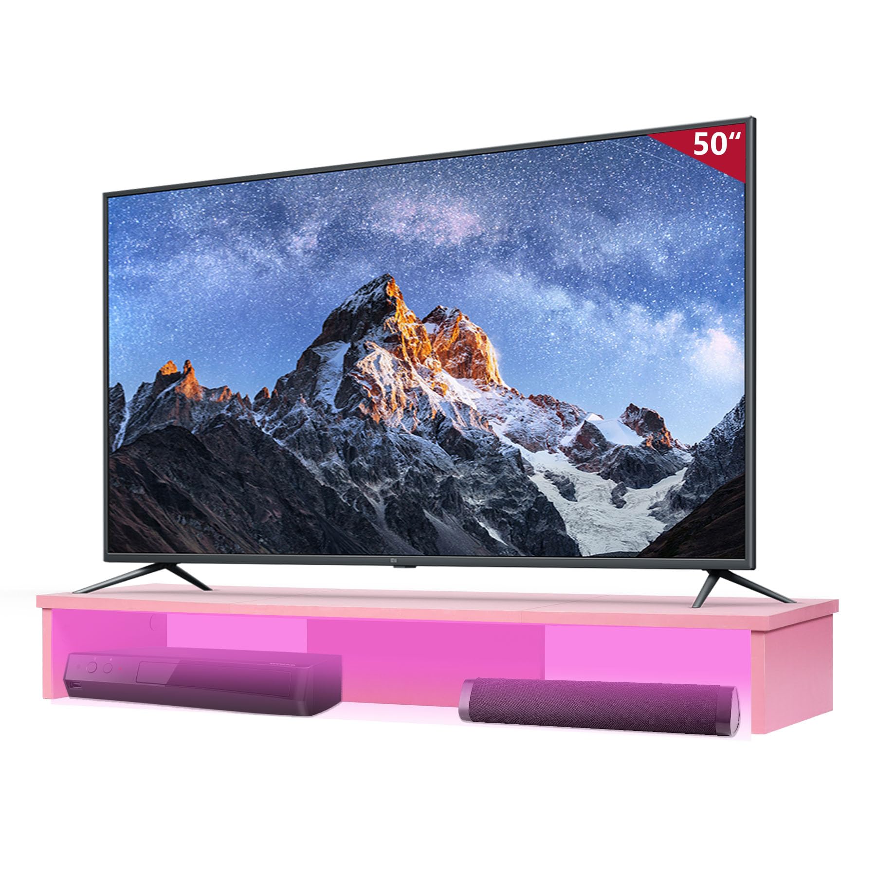 Podnośnik pod telewizor ze światłami LED, 108.0 cm, super duży stojak na monitor, stojak pod telewizor na biurko, organizer na biurko, organizer na komputer, telewizor, laptop, drukarkę