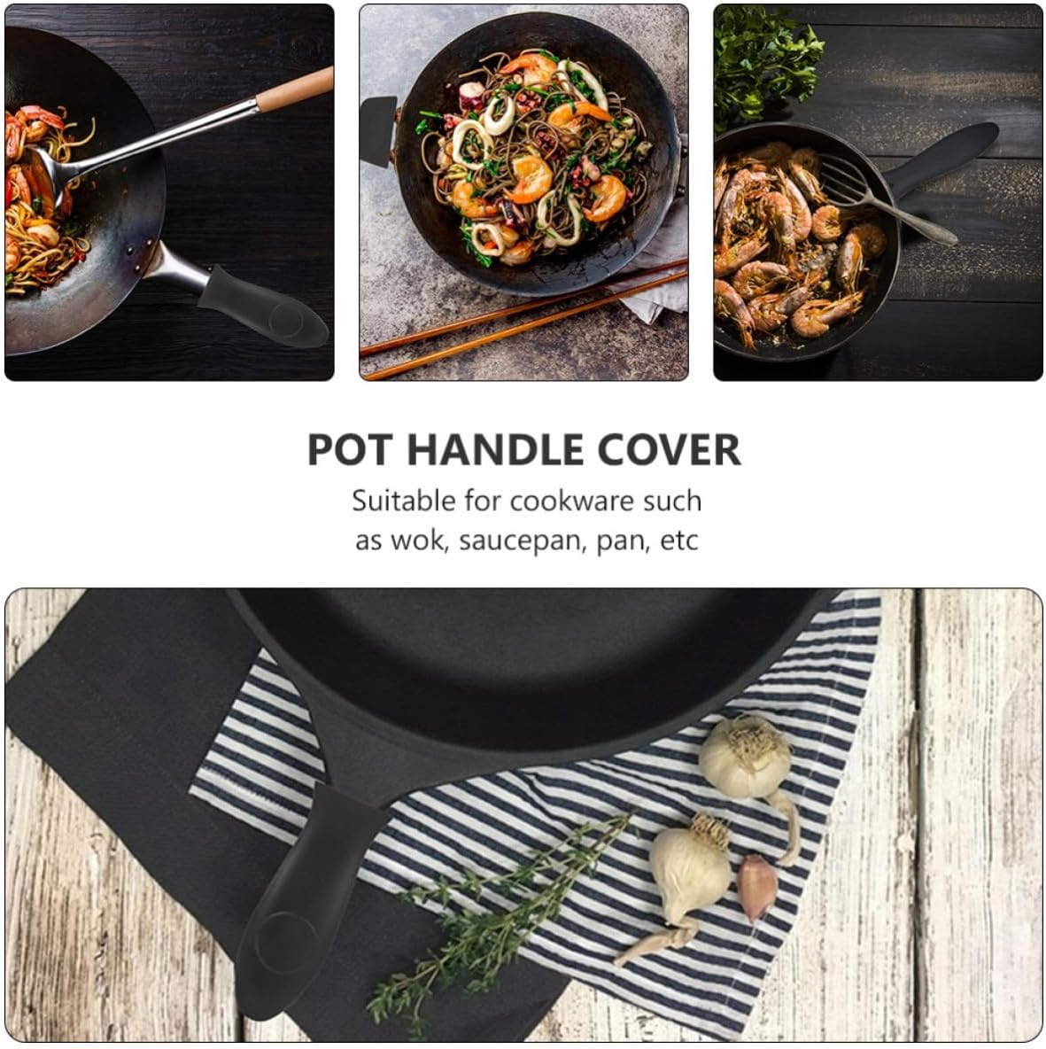 VALICLUD Silicone Pot Handle Covers Set Pot Grip Sleeves Heat Resistant 3pcs Anti-scalding for Protecting Hands from Burns Kitchen Cooking