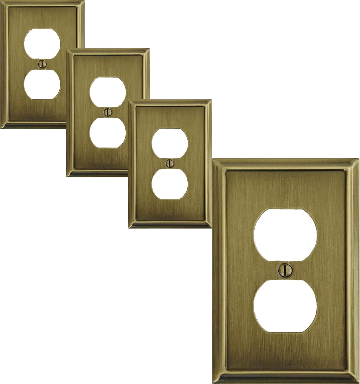 OKAWYC Single Duplex Outlet Light Switch Cover Aria Metal Wall Plate, 4-Pack Antique Brass 1 Gang, for Receptacle Light Switch, Switch Cover Decorative Wallplate, Durable