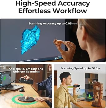 Creality Otter Lite Basic 3D Scanner for 3D Printing & Reverse Engineering, Auto Scanning Handheld Device with 0.05mm High Precision, Color Texture & Portable Design for DIY