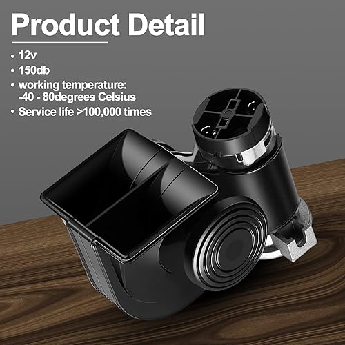 Miniatura 6 de Paquete de 2 bocinas de tren para automóvil 12 V 150 db bocina de camión ruidosa bocina de aire eléctrica de caracol con arnés de relé para