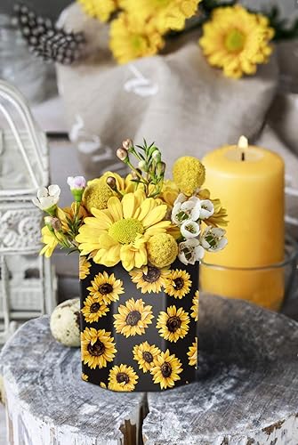 Vista 24 de WAVEYU - Portalápices bonito para escritorio, decoración de escritorio para niñas y mujeres Flor negra