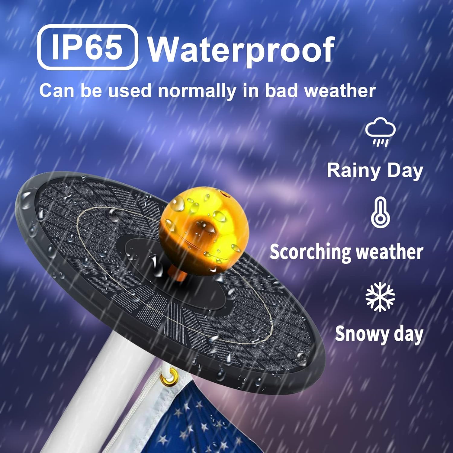 Flag Pole Light Solar Powered 566 Ultra Bright 6000K White LED Lights with DC Charge Port Full Coverage for 5’x8’ Flags 20 Hrs of Illumination Outdoor Dusk to Dawn Fits 15-40 ft Flagpoles - Image 5