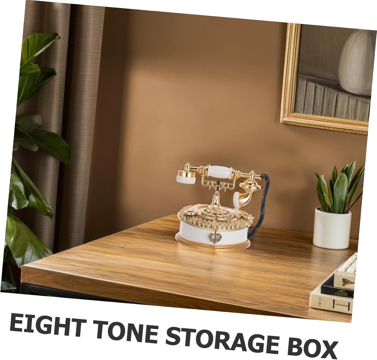 Veemoon Retro Telephone Music Box Decorative Storage Case Versatile Musical Box for Home Decor Vintage Style for Office and Collectors