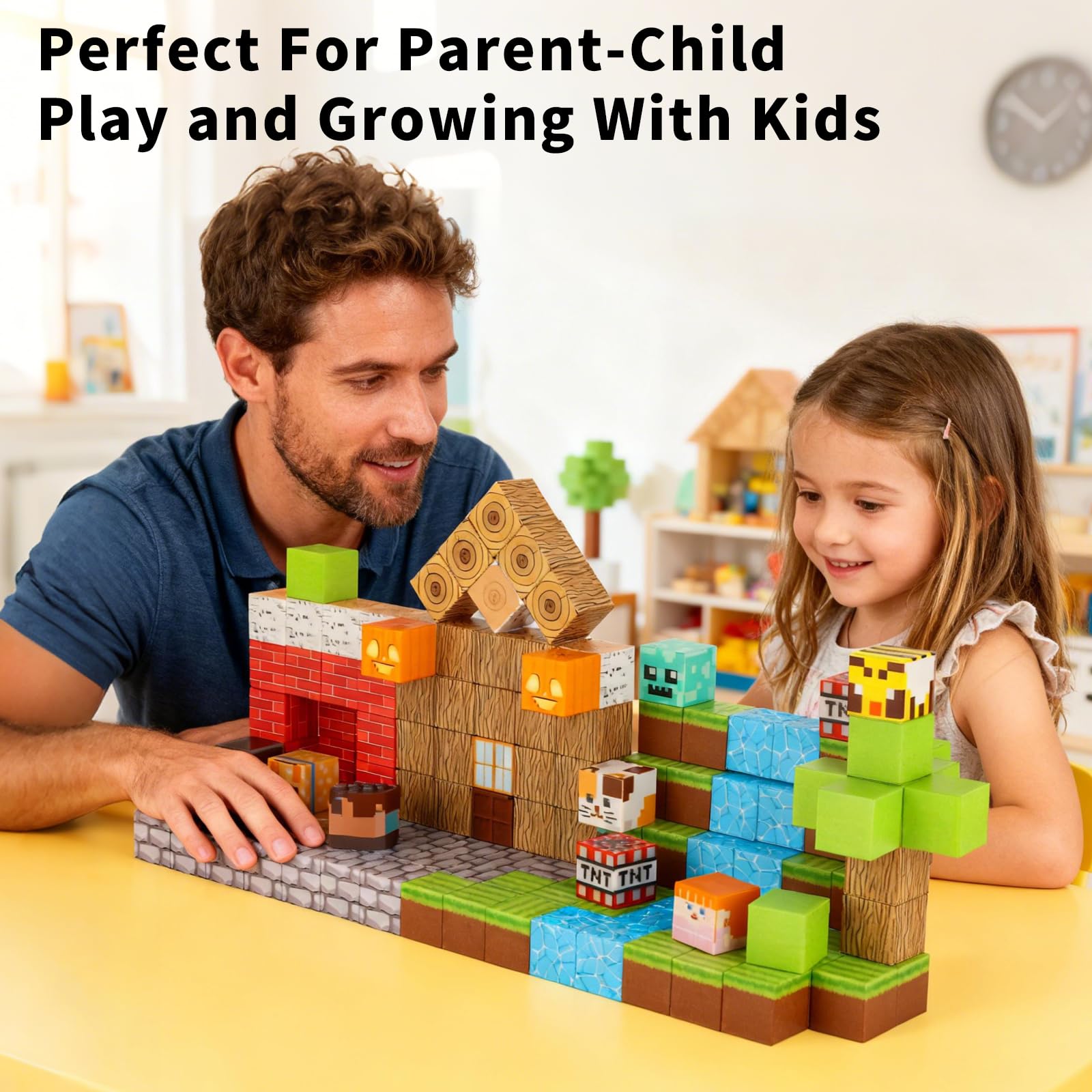 MEESHEEP 150PCS Magnetische Bausteine, STEM Montessori-Spielzeuge Kinder (3-10J) | Fördert Kreativität, Vorstellungskraft & Selbstvertrauen | Aufbewahrbar