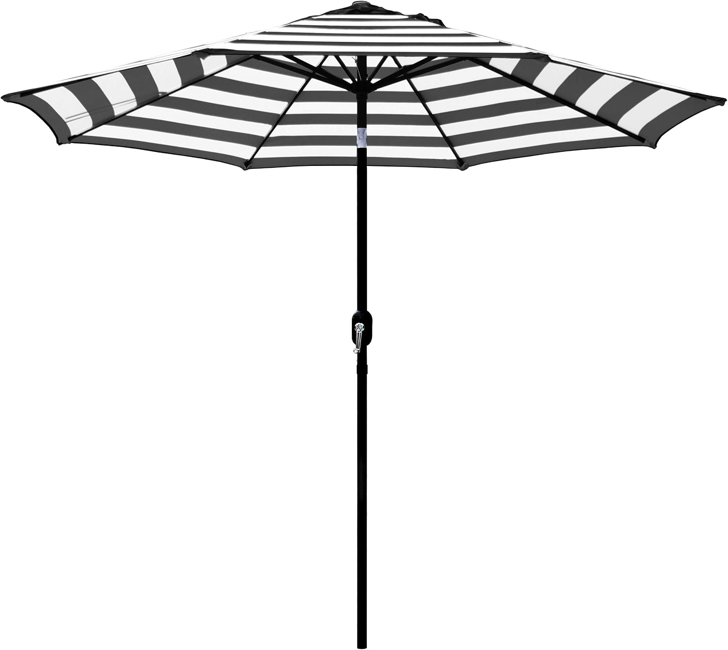 9 Ft Patio Umbrella with Crank and Tilt Weather Resistant Durable 8 Sturdy Steel Ribs Market Outdoor Table Umbrella White and Black