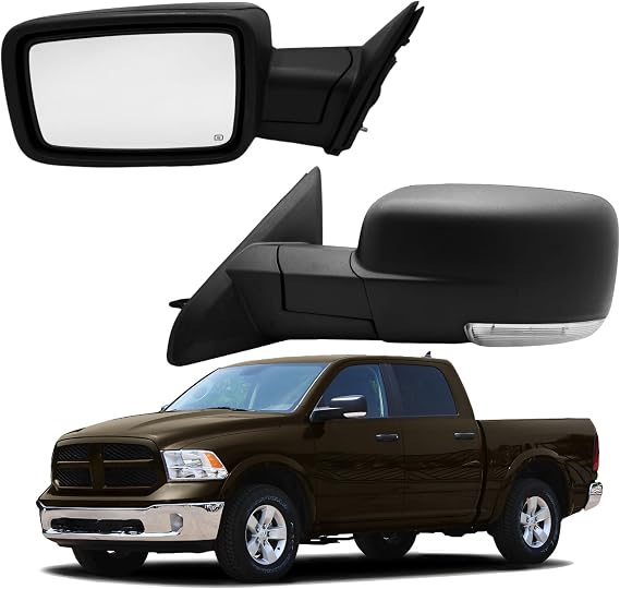 Left Driver Side Mirror Compatible With 2009-2018 Dodge Ram 1500 With Power Adjustment Heated Turn Signal Puddle Lamp Temperature Sensor Manual Folding Without BSM