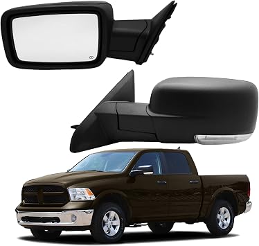 Left Driver Side Mirror Compatible With 2009-2018 Dodge Ram 1500 with Power Adjustment Heated Turn Signal Puddle Lamp Temperature Sensor Manual Folding Without BSM