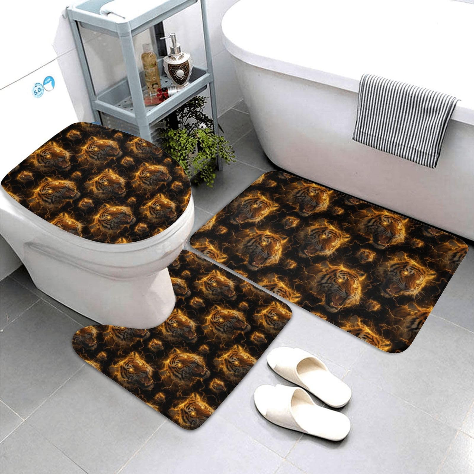 Tapis de salle de bain absorbant lot de 3 avec envers antidérapant lavable