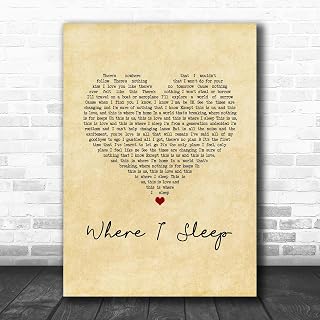 Where I Sleep Vintage Heart Song Lyric Print
