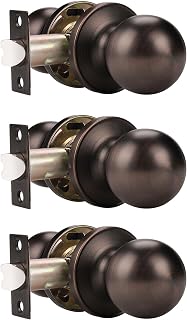 Probrico 3 Pack Closet Door Knobs and Handles, Oil Rubbed Bronze Interior Door Knobsets, No Lock, Keyless Passage and Hallway Door Handles