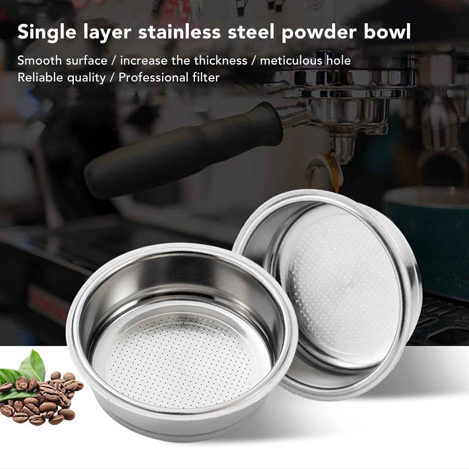 51mm Stainless Steel Coffee Filter Basket, Double Layer Filter Basket, Stainless Steel Portafilter Filter, Non-Pressurized Filter for Espresso Coffee Machine