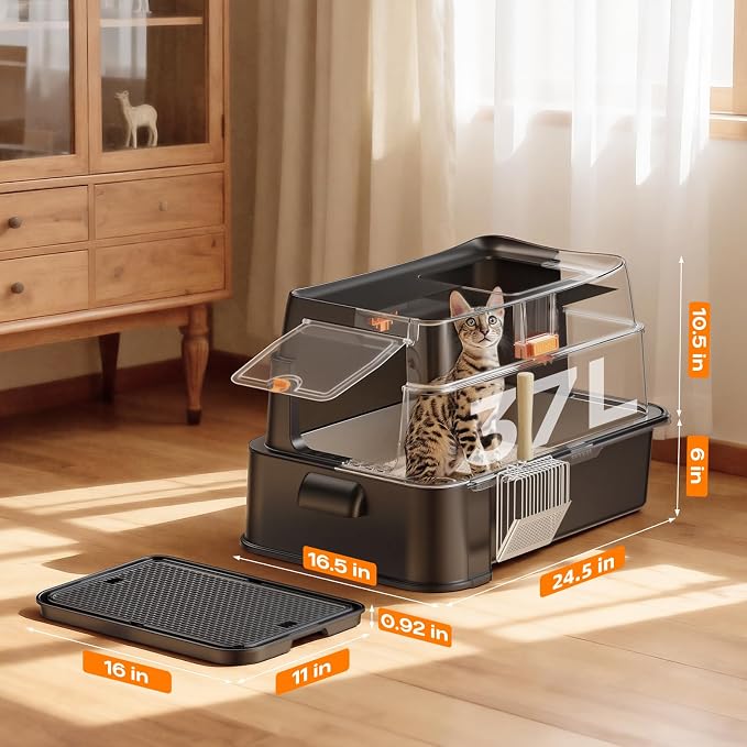 Caja de arena para gatos XXL acero inoxidable cubierta miniatura 4