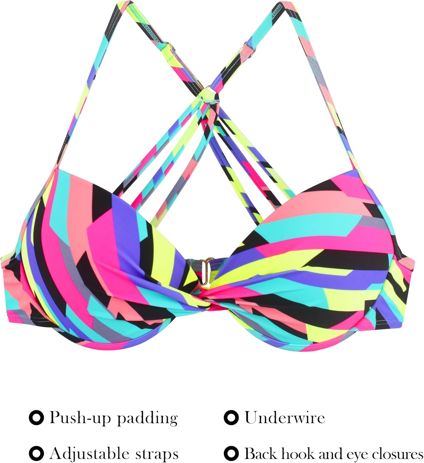 RELLECIGA Women's Underwire Bikini Top Twist Front Push Up Swim Top Mold Cup Swimwear Top - Image 5