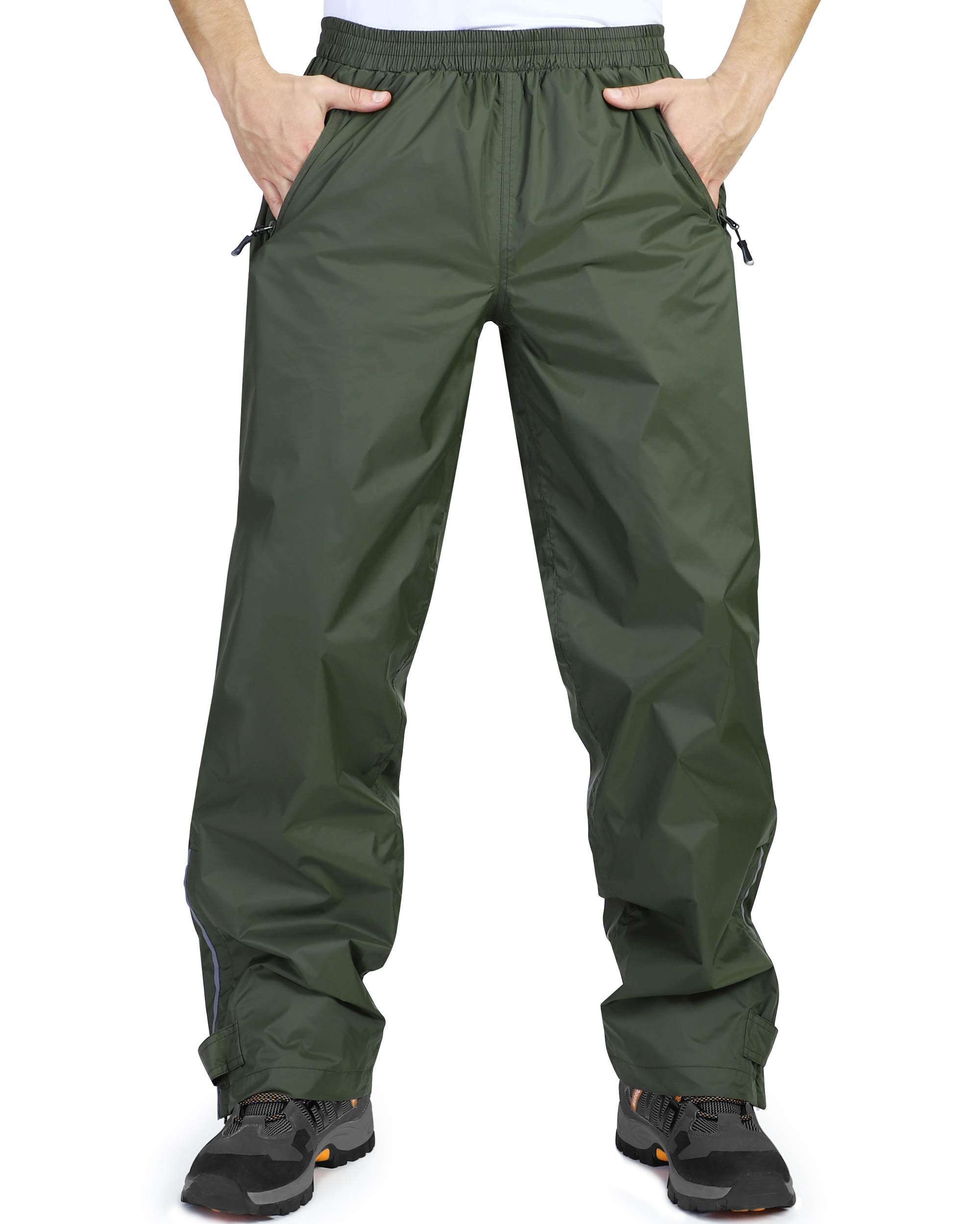 33,000ft Men's Rain Pants, Waterproof Rain Over Pants, Windproof Outdoor Pants for Hiking, Fishing