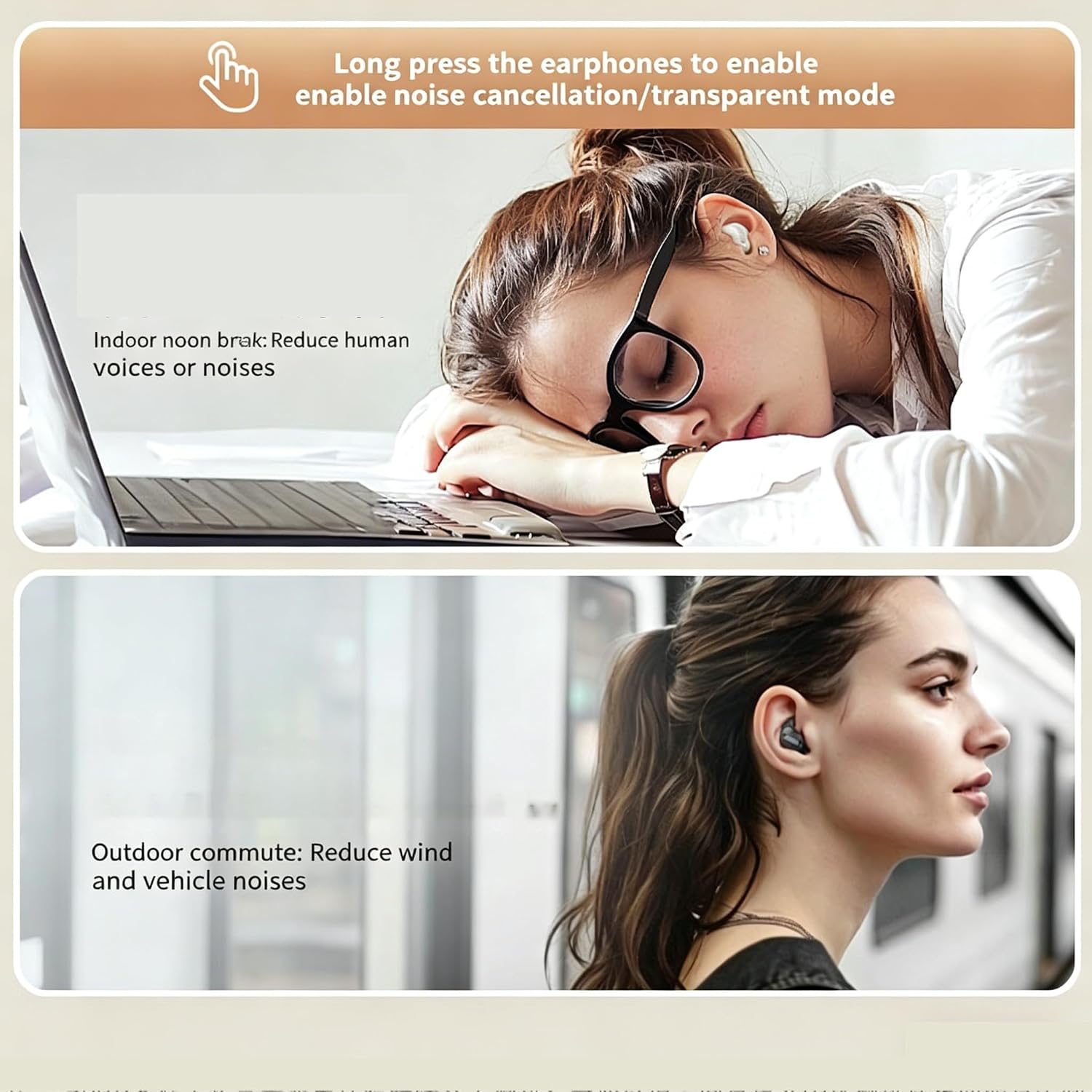 Green ANC Active Noise Cancelling Sleep Headphones, in-Ear Bluetooth Earbuds for Side Sleepers, Super Sound Isolation for ASMR Sleep, 25H Battery, Bluetooth 5.4 for Sleep Travel Office