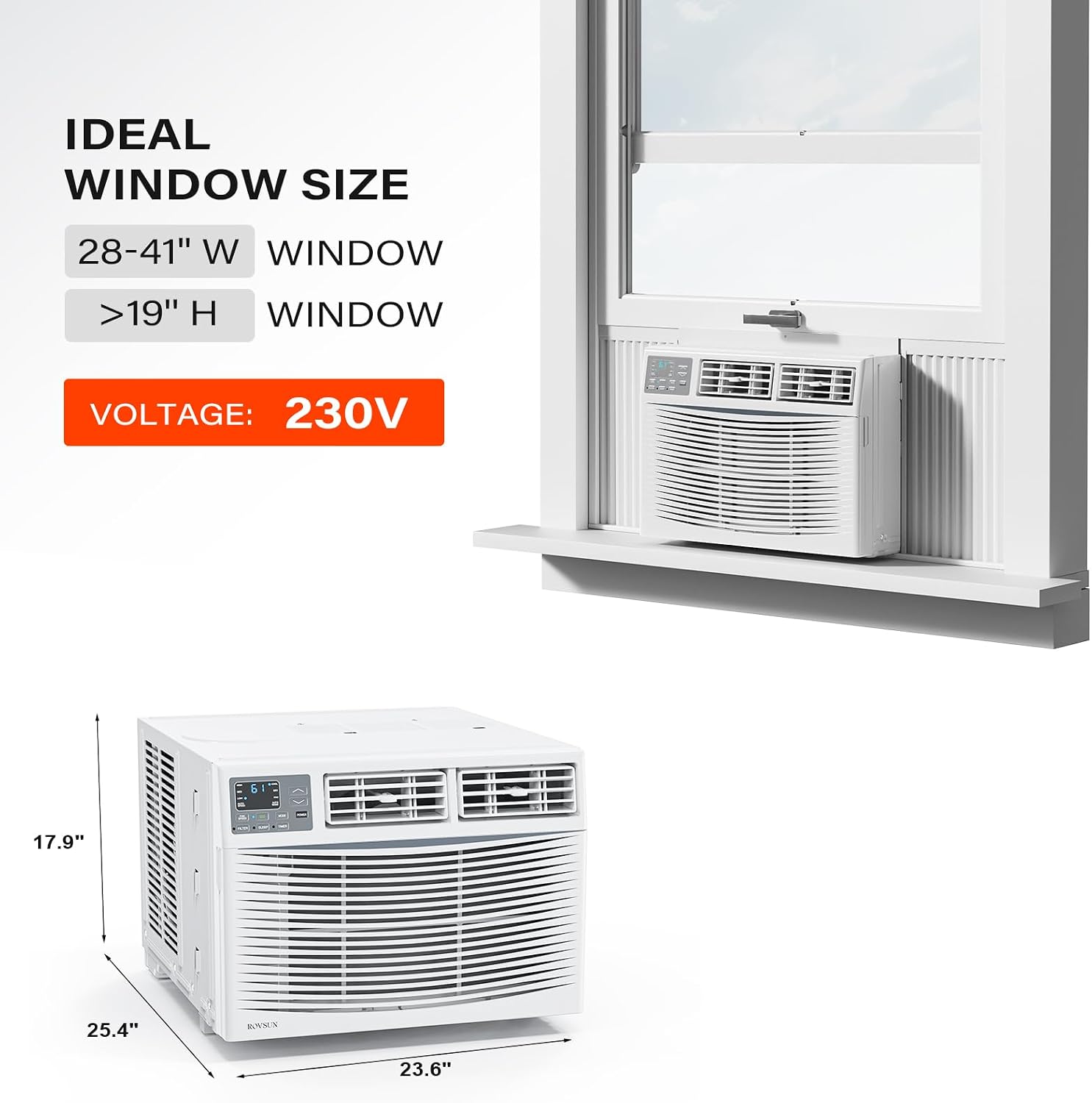 ROVSUN Smart 18000BTU Window Air Conditioner with WiFi, Energy Saving Window AC Unit with Remote & App Control & Timer Function & Easy Install Kit, for Rooms up to 1000 Square Feet, 230V/60Hz, White