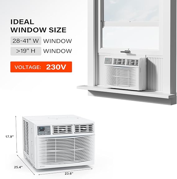 ROVSUN Smart 18000 BTU Window Air Conditioner with Remote, Energy Saving Window AC Unit with Timer Function & Easy Install Kit, for Rooms up to 1000 Square Feet, 230V/60Hz, White