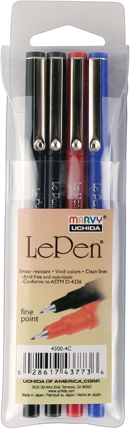 Le Pen .03mm Point Set 4/Pkg-Basic : Furnitureanddecor : Office Products