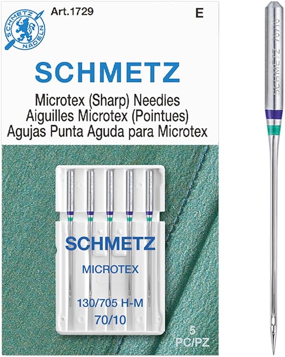 SCHMETZ Microtex Sharp Sewing Machine Needles - Quilting & Topstitching Supplies, Size 70/10, 5-Needle Card, Pack of 1