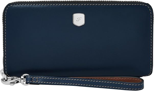 Fossil Womens Wallet, Lennox Leather Zip Around Clutch Wallet for Women, Insignia Blue