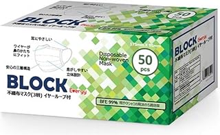 Everyy BLOCK 独立包装口罩 无纺布三层结构 PFE BFE 99%切割 50片