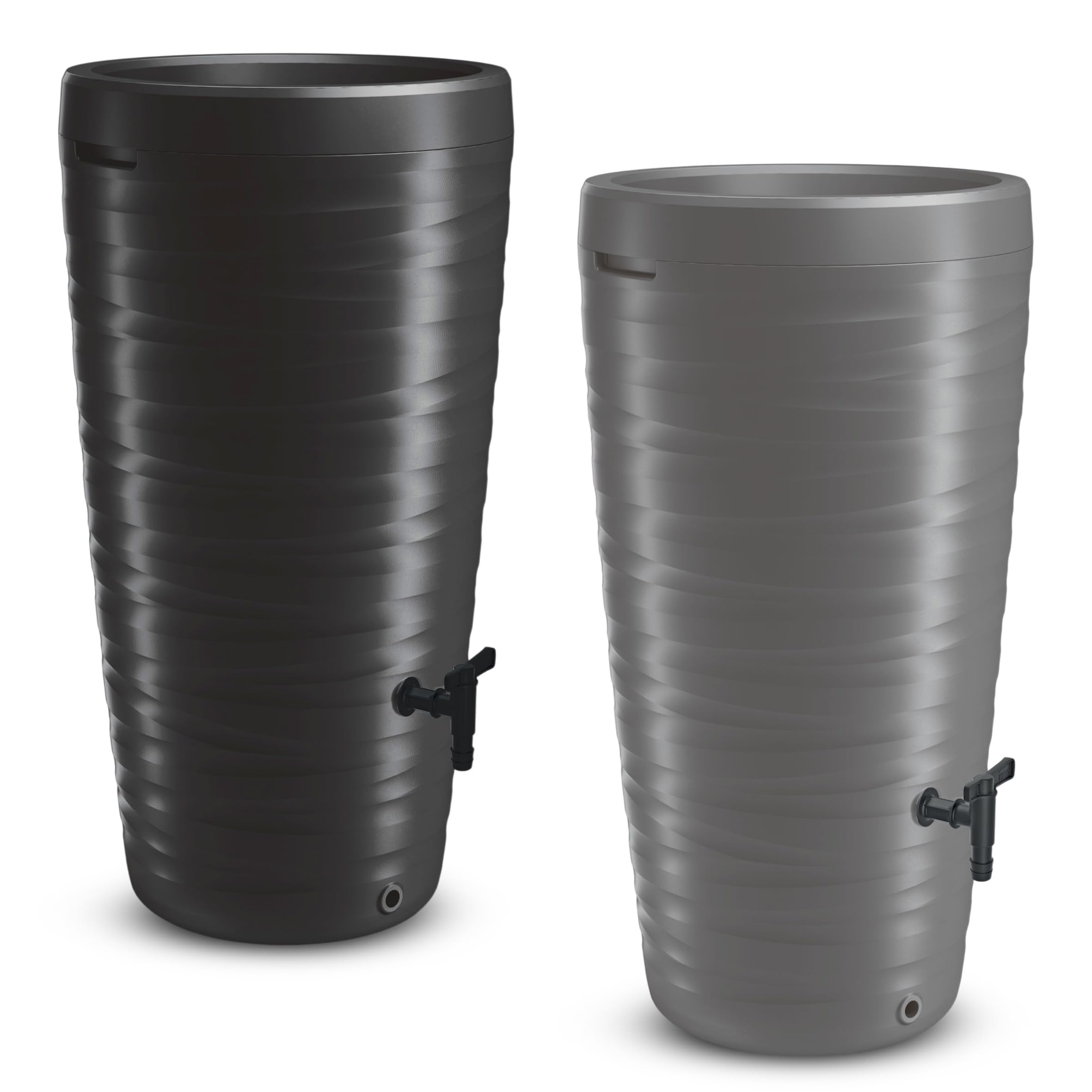 Spetebo Récupérateur d’eau de pluie design en plastique de 240 l avec robinet et bac à plantes comme couvercle – Anthracite – Résistant aux intempéries et au gel