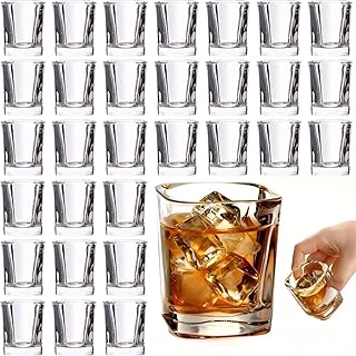 30 Pack Heavy Base Shot Glasses Set, 2.2 oz Clear Whiskey Glasses, Square Shot Glass Bulk, Small Thick Glass Cups for Vodka Tequila Espresso Liquor, Ideal Supplies for Bar Party