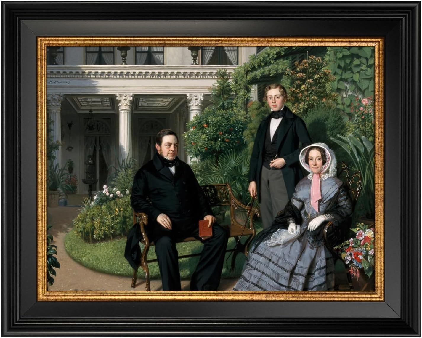 Antique French Canvas Frame for 20x24 Oil Paintings Diamond Art Prints, 1.7" Wide Vintage Gallery Wall Frame for Coffee Book Shop Dining Room Kitchen Decor, No Back & Cover (Black Gold)