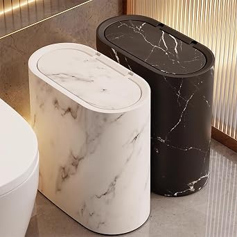 Kitchen Trash Can with Lid, 2.6 Gallons / 12 Liter Small Compact Plastic Slim Small Garbage Can,Durable Easy to Clean Trash Bin for Compact Spaces,Bathroom,Dorms,Office,Kitchen,Bedroom