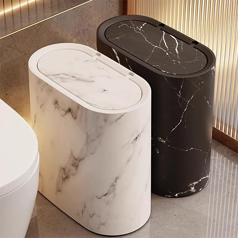 Kitchen Trash Can with Lid, 2.6 Gallons / 12 Liter Small Compact Plastic Slim Small Garbage Can,Durable Easy to Clean Trash Bin for Compact Spaces,Bathroom,Dorms,Office,Kitchen,Bedroom