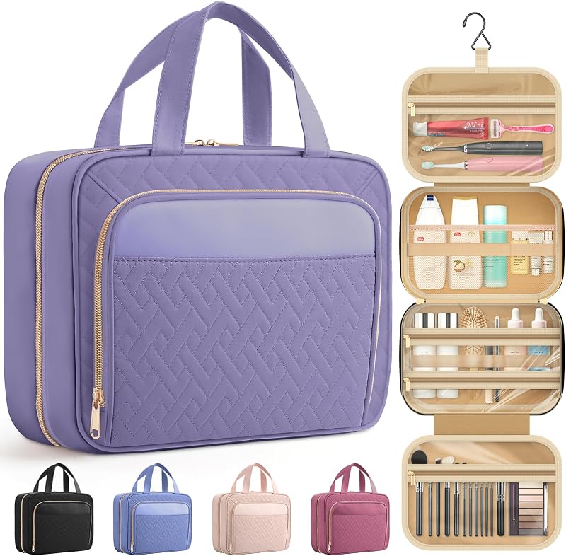 Necessaire de viagem suspensa HOTOR, roxo-claro, tamanho médio