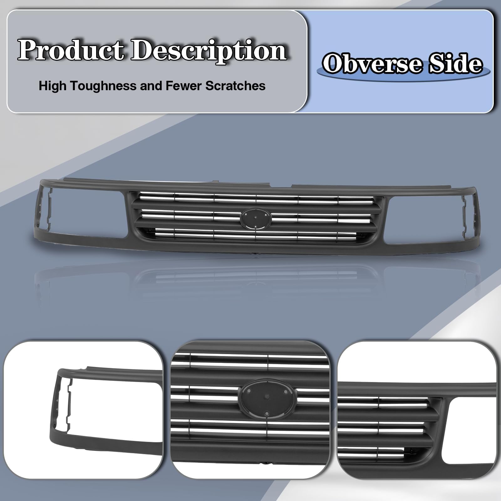 Amazon.com: CarPartsDepot Dark Gray Grille with Headlight Holes