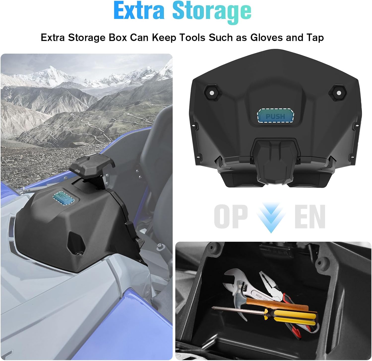 Electric Device Mounts with Storage Box Organizer Tray for Yamaha YXZ 1000, GPS Phone Ipad Mount Holder for Yamaha YXZ 1000R / SE/SS/SS SE 2019-2023 Accessories