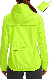 Bikewa Women's Cycling Rain Jackets Waterproof Windbreaker Lightweight Running Windproof Reflective Jacket Packable Hooded