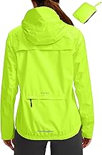 Bikewa Women's Cycling Rain Jackets Waterproof Windbreaker Lightweight Running Windproof Reflective Jacket Packable Hooded