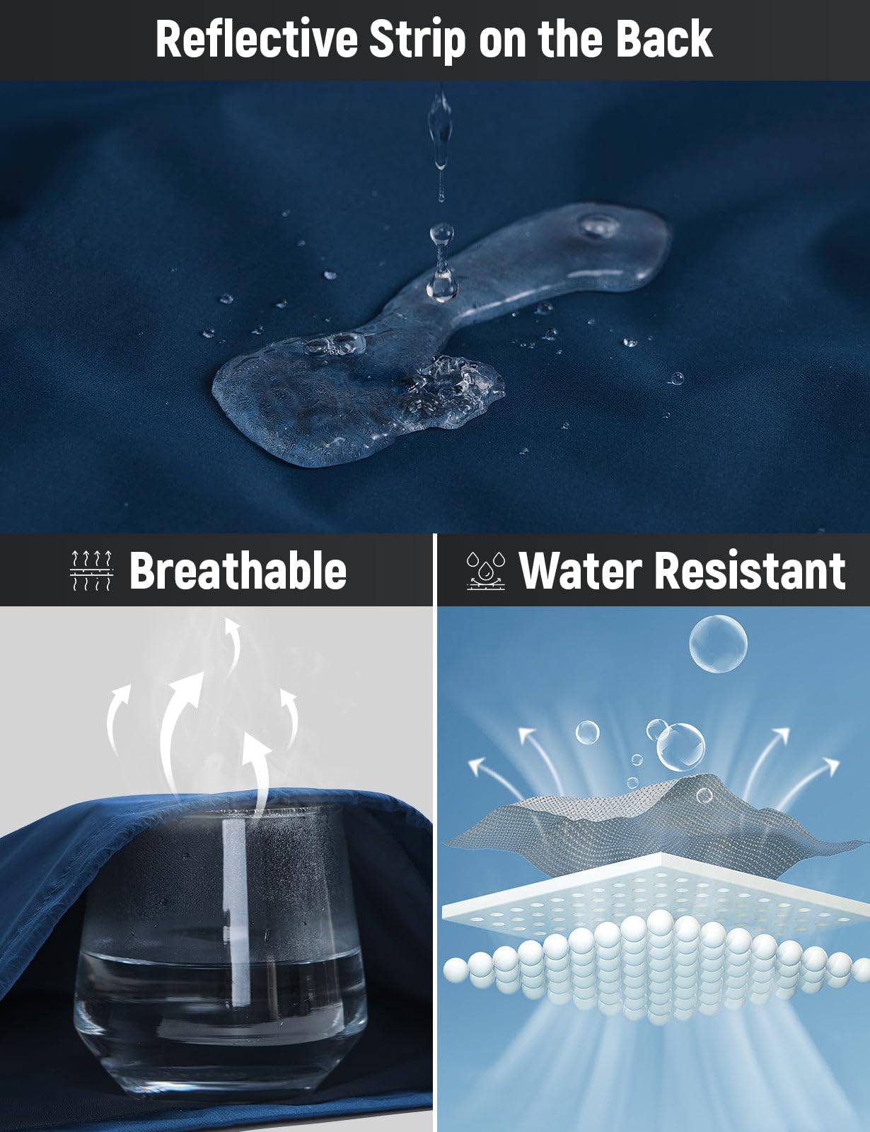 baleaf Chubasquero para hombre, cortavientos, impermeable, chaqueta de ciclismo con capucha, plegable, ligera, cortavientos, transpirable, para senderismo, ciclismo