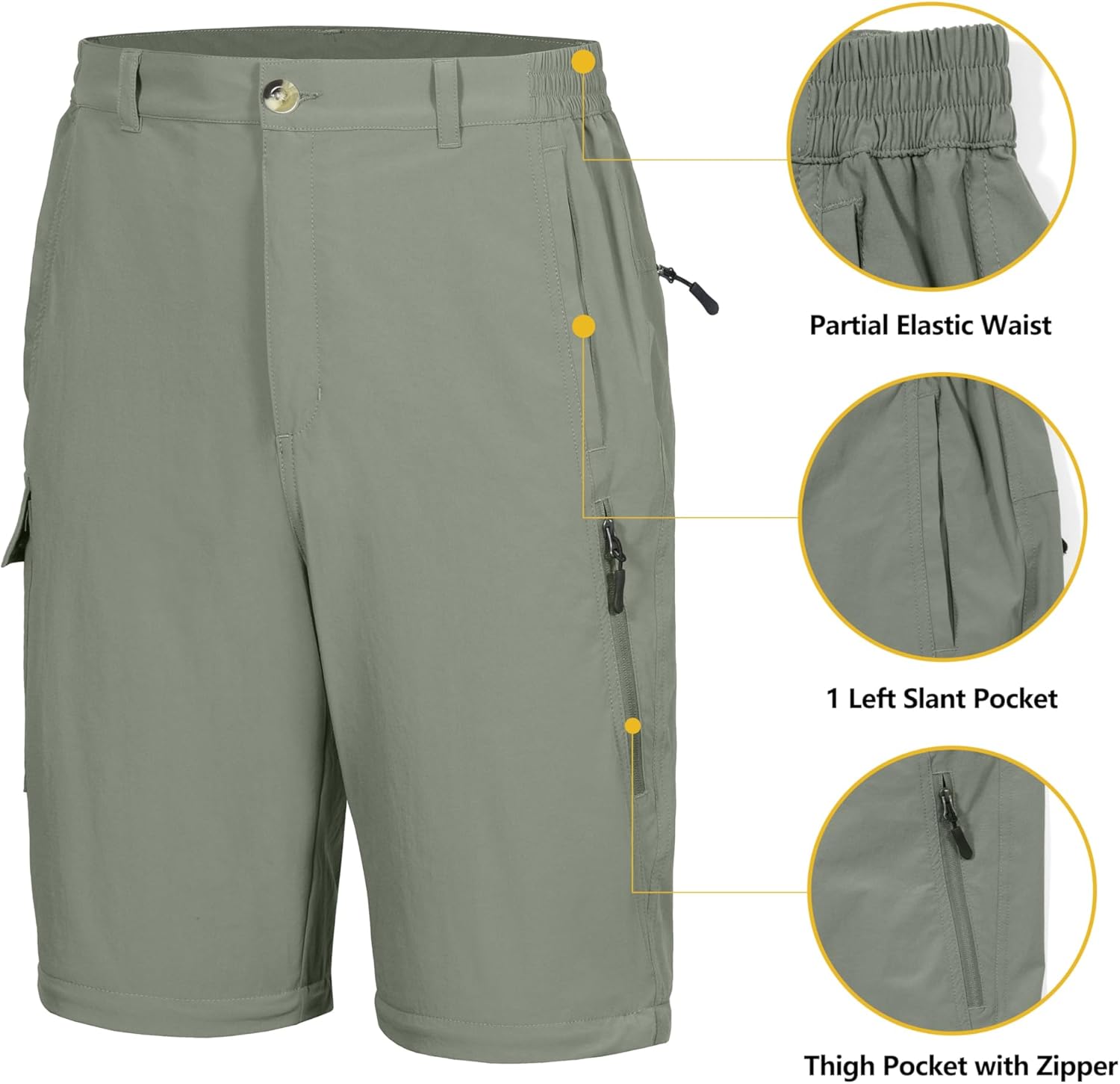 Little Donkey Andy Men's Stretch Convertible Pants, Zip-Off Quick-Dry Hiking Pants, UV Protection, Lightweight - Image 5