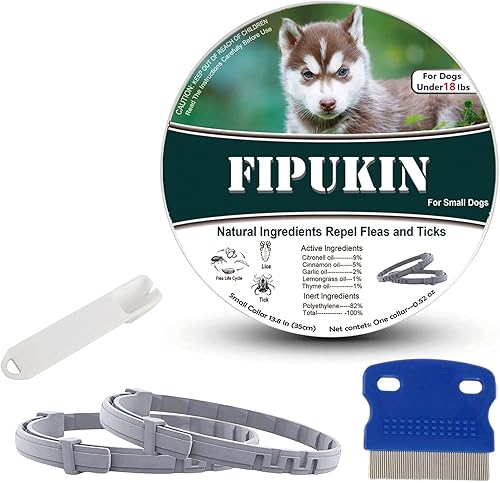 Natural Ingredients - Collar antipulgas para perros pequeños, collar seguro y eficaz para pulgas y garrapatas, impermeable, protección de 8 meses