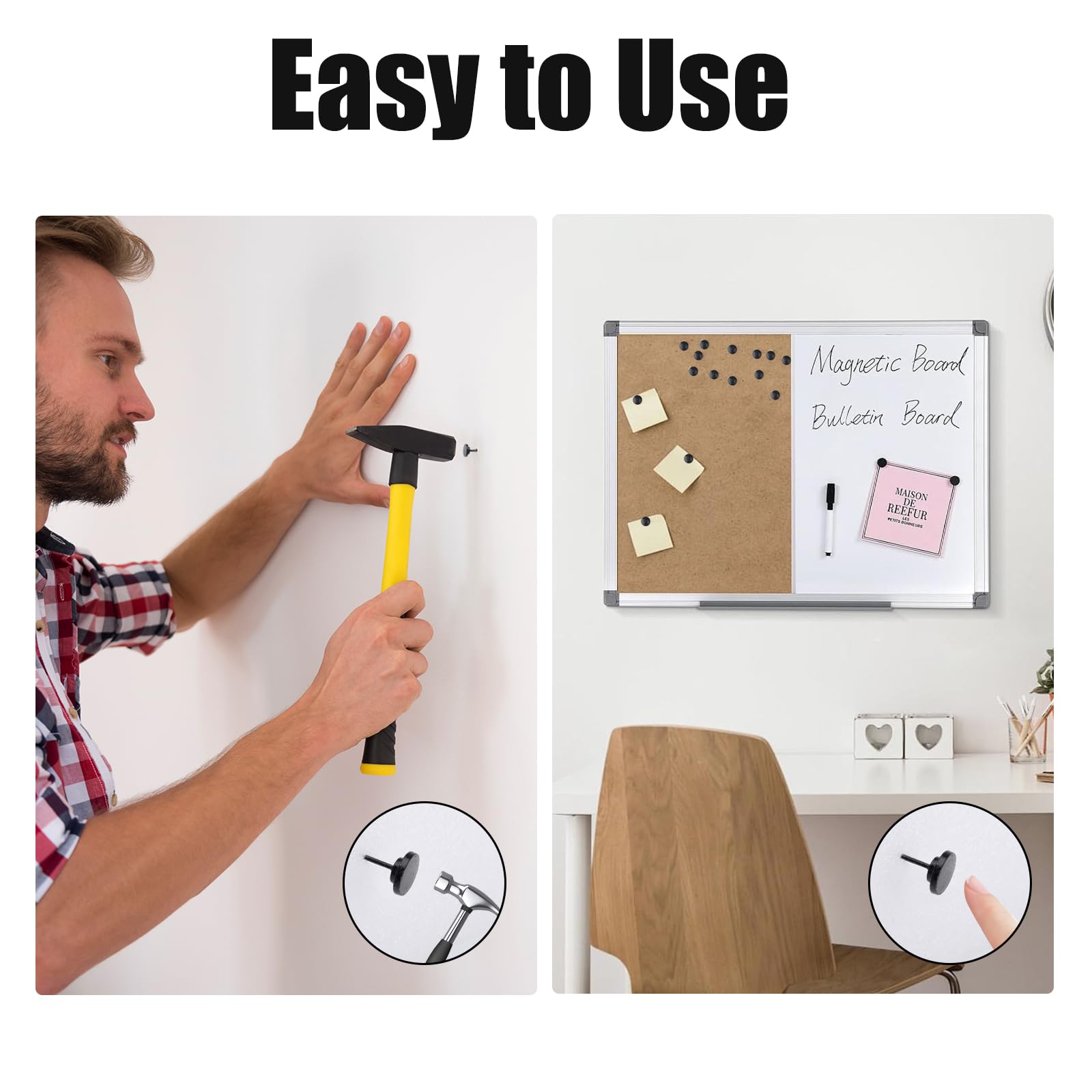 50 Stück Push Pins Pinnwand, Schwarze Metall Thumbtacks für Bilder Fotos, Flache Reißzwecken Trockenbau Korkplatte, Tack Pins Shadow Box Büro Home Dekoration, Bilder aufhängen Wand Deko