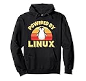 Powered by Linux Retro Vintage Penguin Nerd Geek Coding Pullover Hoodie