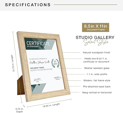 Vista 351 de MCS Studio Gallery Marco para póster de 16 x 24 pulgadas, imitación de veta de madera de color negro, colgar en horizontal o vertical, grande