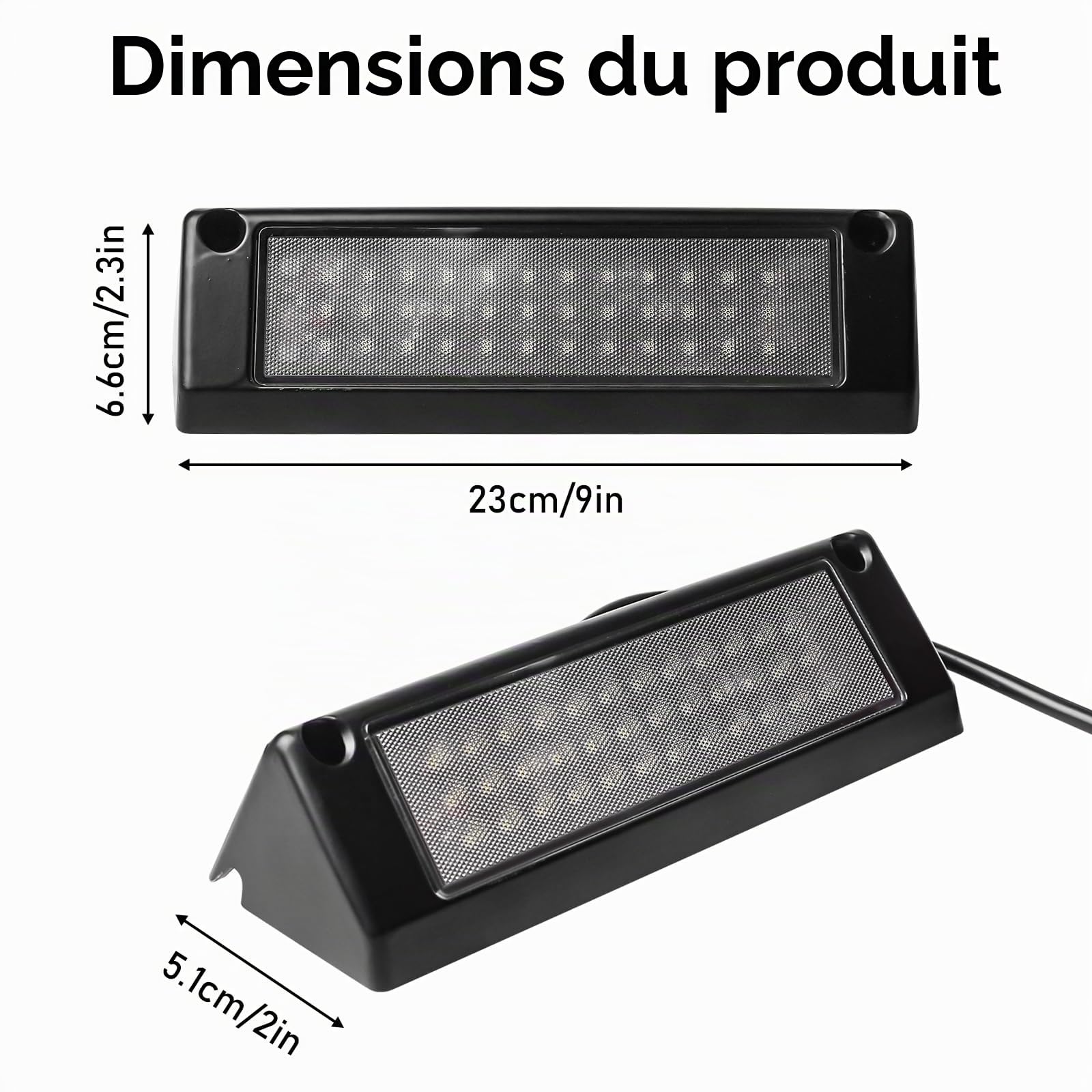 Leikurvo Éclairage De Plaque D'immatriculation LED: Lampe Extérieure 12V, Lumière Étanche IP67, Résistante Aux Chocs, pour Caravane Et Véhicule De Loisirs (Noir)