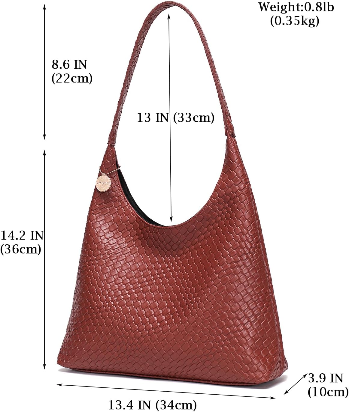 Leather Tote Bag for Women, Vegan Woven Purses, Large Slouchy Shoulder Hobo Bags, Handbag with Zipper for Everyday
