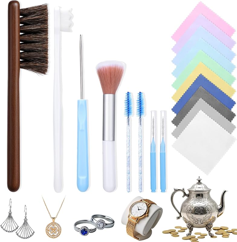 Jewelry CleaningBrush Kit,18 Pcs Jewelry Cleaner Tool Set