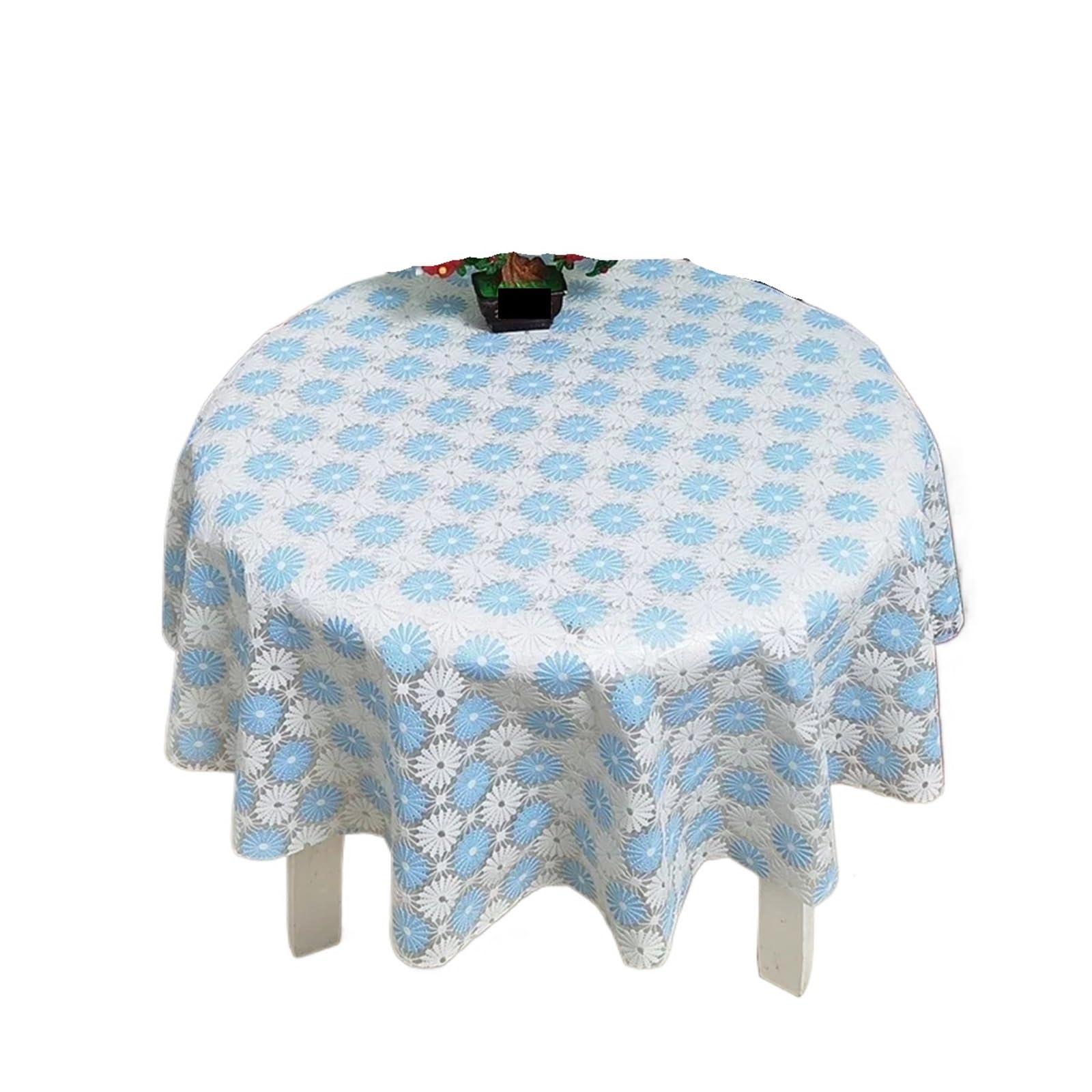 ZHSOAO Round Tablecloth Waterproof Oil-proof Plastics Table Cover Floral Printed Home Kitchen Dining Decor Supplies for Cafe(Color H,90cm)